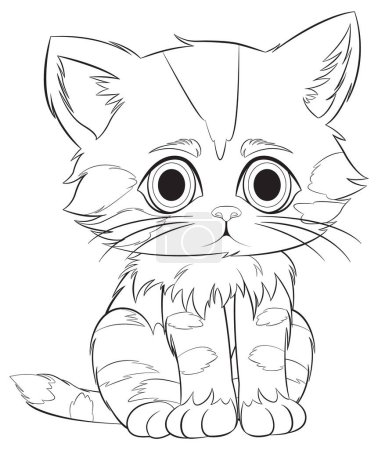 Photo for Cute, wide-eyed kitten in a simple line drawing - Royalty Free Image
