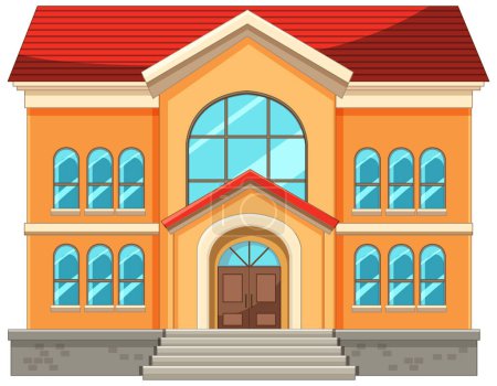 Illustration for A vibrant, welcoming schoolhouse in vector format. - Royalty Free Image