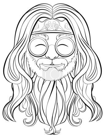 Illustration for Line art illustration of a man with headband. - Royalty Free Image
