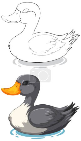 Téléchargez les illustrations : Illustration vectorielle d'un canard flottant sur l'eau - en licence libre de droit