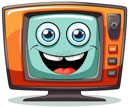 Illustration for Colorful, smiling television with big eyes and buttons - Royalty Free Image