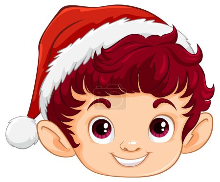Illustration for "Smiling elf character wearing a Christmas hat." - Royalty Free Image
