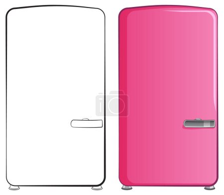 Vector illustration of vintage and contemporary fridges
