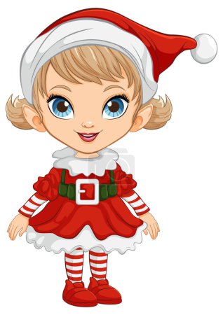 Photo for Charming cartoon girl dressed in holiday attire. - Royalty Free Image