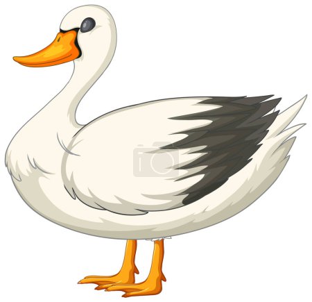 Téléchargez les illustrations : Illustration vectorielle d'un canard dessin animé mignon - en licence libre de droit