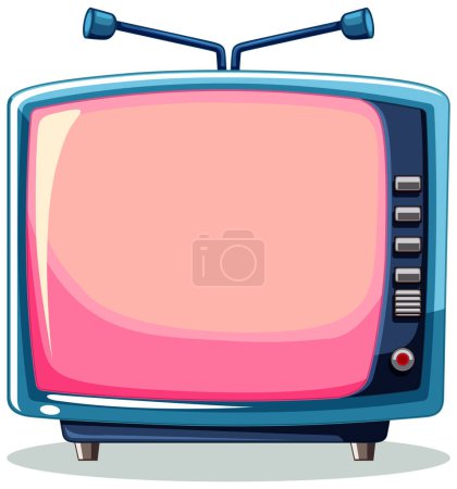 Illustration for Colorful vector of a vintage TV with antenna - Royalty Free Image