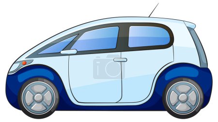 Illustration for Vector graphic of a blue and white electric car. - Royalty Free Image