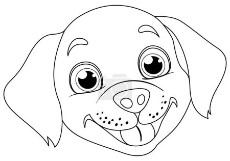 Illustration for Black and white drawing of a cheerful puppy - Royalty Free Image