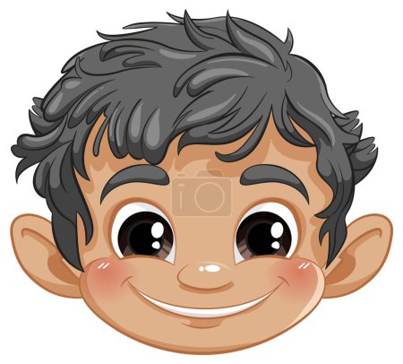 Illustration for Vector illustration of a smiling young boy's face. - Royalty Free Image