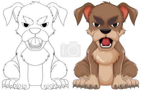 Téléchargez les photos : Graphique vectoriel de deux chiens de dessin animé grognement - en image libre de droit