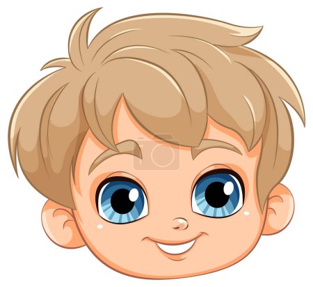 Illustration for Vector illustration of a happy young boy's face - Royalty Free Image