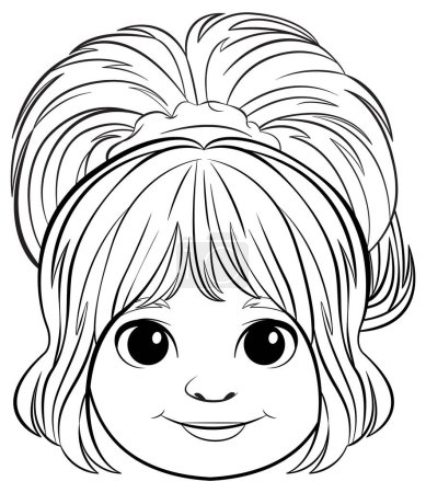 Illustration for Black and white vector of a smiling young girl. - Royalty Free Image