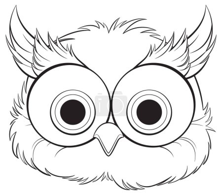 Illustration for Black and white illustration of a cartoon owl - Royalty Free Image