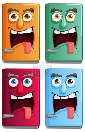 Illustration for Four books with expressive cartoon faces - Royalty Free Image
