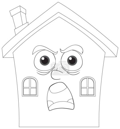 Téléchargez les photos : Illustration vectorielle d'une maison à l'expression choquée. - en image libre de droit