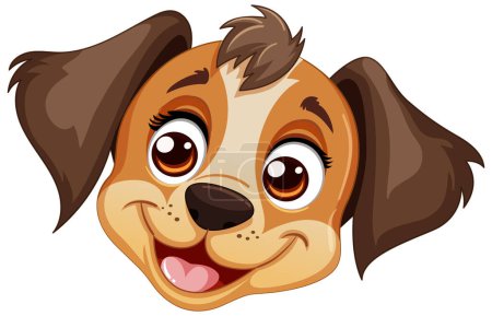 Illustration for Vector graphic of a happy, brown cartoon dog - Royalty Free Image