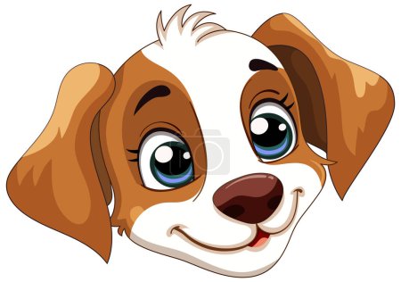 Téléchargez les illustrations : Graphique vectoriel d'un chien heureux, brun et blanc - en licence libre de droit