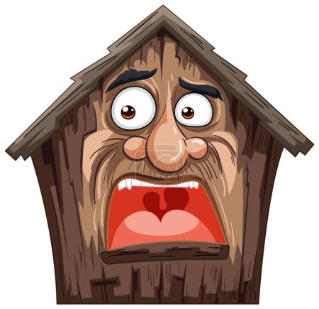 An anthropomorphic house showing a surprised expression.
