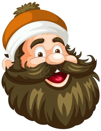 Illustration for Cartoon of a smiling man with a large beard. - Royalty Free Image