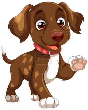 Illustration for Cartoon illustration of a cheerful brown puppy - Royalty Free Image