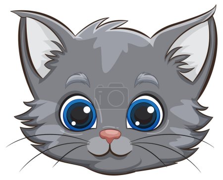 Téléchargez les illustrations : Illustration vectorielle mignonne d'un chaton gris - en licence libre de droit