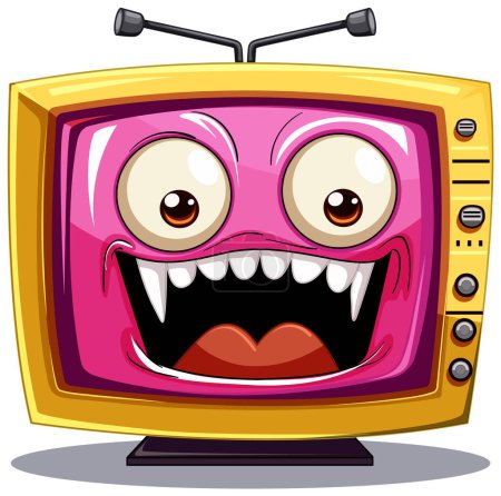 Téléchargez les illustrations : Caricature colorée d'un téléviseur zané et animé. - en licence libre de droit