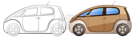 Téléchargez les illustrations : Décrivez le vecteur coloré d'une voiture compacte - en licence libre de droit