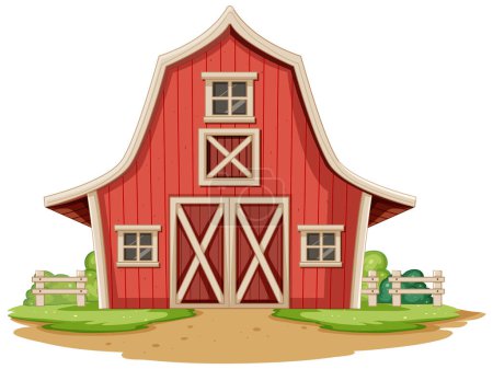 Illustration de bande dessinée d'une grange rouge classique.