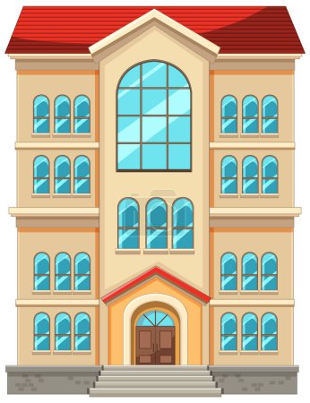 Téléchargez les illustrations : Illustration vectorielle d'un bâtiment urbain à plusieurs étages. - en licence libre de droit