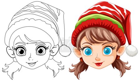Téléchargez les illustrations : Illustration vectorielle d'une fille elfe, art coloré et linéaire. - en licence libre de droit