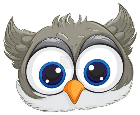 Ilustración vectorial adorable de un búho de ojos anchos