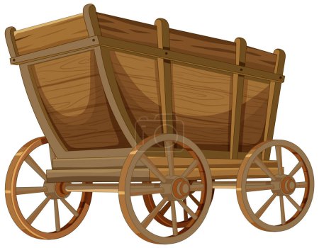 Ilustración de Vector detallado de un carro de madera anticuado. - Imagen libre de derechos