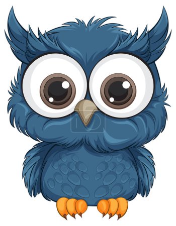 Illustration for Adorable blue owl with big eyes vector - Royalty Free Image