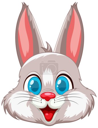 Ilustración de Lindo conejo con grandes ojos azules sonriendo. - Imagen libre de derechos