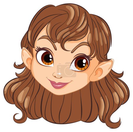 Mignon personnage d'elfe avec de grands yeux expressifs.
