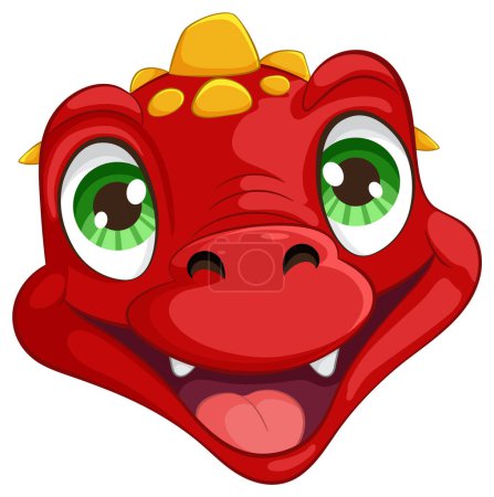 Bright, friendly dragon face with a big smile