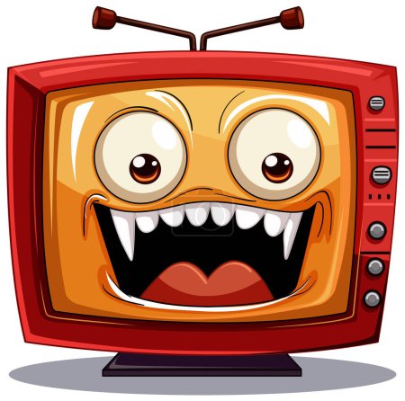 Illustration for Colorful animated TV with a lively expression - Royalty Free Image