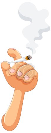 Vektorillustration einer Hand mit einer brennenden Zigarette.