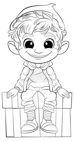 Illustration for Smiling elf character in a playful pose. - Royalty Free Image