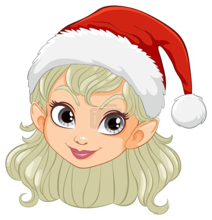 Elfe souriant fille portant un chapeau de Noël Père Noël.
