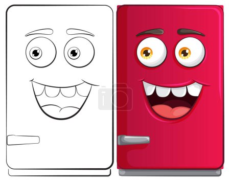 Colorful, smiling fridge characters in vector style