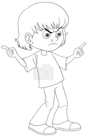 Téléchargez les illustrations : Illustration en noir et blanc d'un enfant frustré. - en licence libre de droit