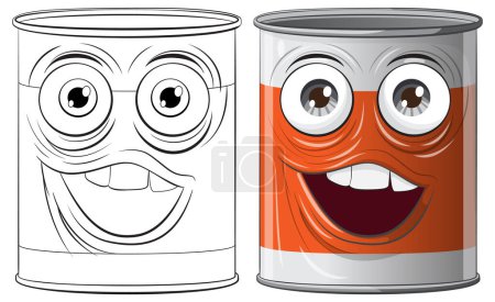 Two animated cans with expressive faces