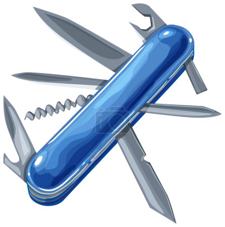 Illustration for Multifunctional pocket tool with various blades - Royalty Free Image