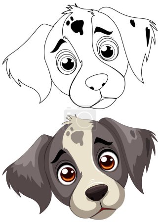 Illustration for Vector illustration of two adorable puppy faces. - Royalty Free Image