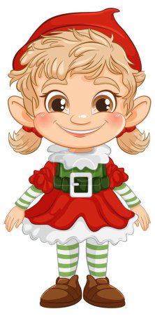 Ilustración de Personaje elfo sonriente vestido con traje de vacaciones. - Imagen libre de derechos