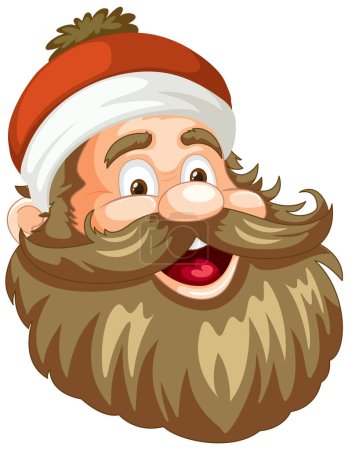 Cartoon of a cheerful man with a large beard.