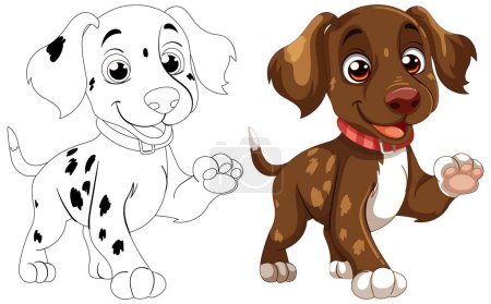 Illustration for Two cartoon dogs with happy expressions. - Royalty Free Image