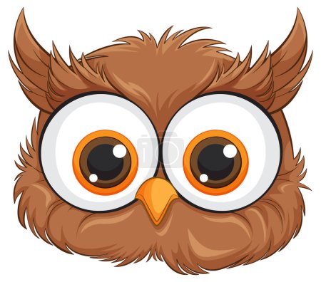 Illustration for Adorable brown owl illustration with oversized eyes - Royalty Free Image