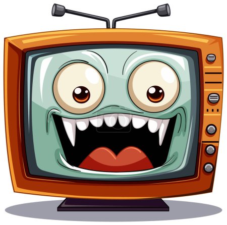 Cheerful animated TV with a big smile.